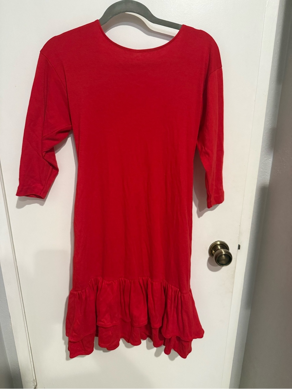 Red Ruffled Hem Dress